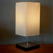 Abajur Luminária de Mesa Quadrado Madeira MDF Com Interruptor e Cúpula Decoração Casa e Sala, Escritório e Quarto e cabeceira Cama.