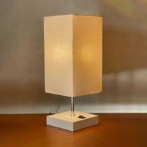 Abajur luminária de Mesa Quadrado MDF Com Interruptor Com Cúpula Para Decoração Casa e Sala, Quarto Cama e Cabeceira, Escritório estudar