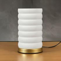 Abajur Luminária de Mesa Redonda Moderno Com Interruptor Cúpula 3D Decorativa para Sala, Quarto, Escritório e Cabeceira De Cama Dourado Cupula Branco