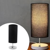 Abajur Luminária de Mesa Redondo Clássico branco Com Interruptor de Alumínio Com Cúpula Preto Sala, Casa Quarto e Cabeceira de cama