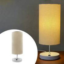 Abajur Luminária de Mesa Redondo Com Interruptor e bivolt Com Cúpula algodão Ref 84