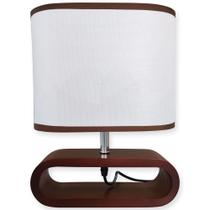 Abajur luminaria decoração mesa sala esquitorios quartos madeira e culpula retangular