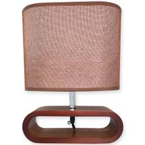 Abajur luminaria decoração mesa sala esquitorios quartos madeira e culpula retangular