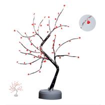 Abajur Luminária Decorativa Mesa Quarto Árvore Suíça 60 LED Vermelho