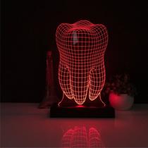 Abajur Luminária Dente 3D LED Decorativo