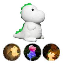 Abajur Luminária Dino Silicone Colorido Branco Usb Dobrável