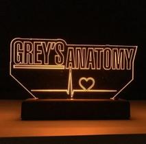 Abajur Luminária Grey's Anatomy Led Quarto Sala Abajur Luminária Grey's Anatomy Led Quarto Sala