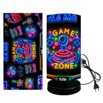 Abajur luminaria infantil quarto bebe uniq gamer games zone