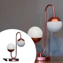 Abajur Luminária Jabuticaba Jennifer 2 Globos de Vidro 10cm Bivolt Rose Gold Abajur Luminária Jabuticaba Jennifer 2 Globos de Vidro 10cm Bivolt Rose Gold