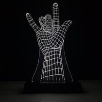 Abajur Luminaria Led 3d Mão Homem Aranha Decorativo Quarto