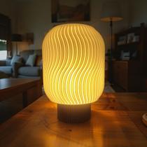Abajur Luminária Luma Design Ondulado Luz Quente e Aconchegante Decoração Moderna