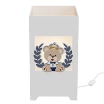 Abajur Luminária MDF Bebê Kit Higiene Urso Coroa