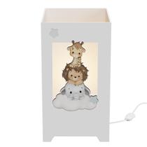 Abajur Luminária MDF Quarto Kit Higiene Safari Baby Nuvem