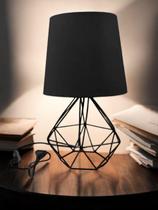 Abajur Luminária Mesa Base Diamante Aramado Cúpula Tecido Escritório Quarto Aramado Rose Com Cúpula Branca PRETO PRETO