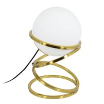 Abajur Luminaria Metal Dourado Circulos Esfera Branca Abajur Luminaria Metal Dourado Circulos Esfera Branca