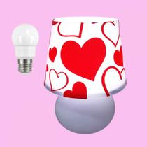 Abajur Luminária Micro Lampe Capa Coração Com Lâmpada Luz LED Branca Decorativa BR1775