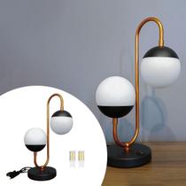 Abajur luminaria Para Mesa ou Cabiceira de Cama Jabuticaba Jennifer 2 Globos de Vidro + Lampada Abajur luminaria Para Mesa ou Cabiceira de Cama Jabuticaba Jennifer 2 Globos de Vidro + Lampada