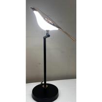 Abajur Luminaria Passaro Decorativo Base Puleiro Preto