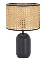 Abajur Luminária Preto Rattan Bambu Luxuoso 43x25