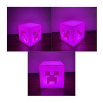 Abajur Luminária Quarto Minecraft Geek Decorativo Gamer ROSA
