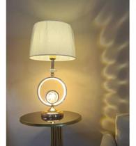 Abajur Luminária Quarto Sala Rosé Gold Globo Cristal 59X30