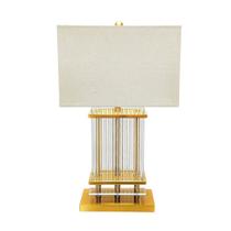Abajur Luxuoso Metal Dourado Cilindros Cristais Retangular