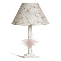 Abajur Madeira Bailarina Acrílico Rosa Quarto Bebê Infantil Menina