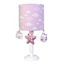 Abajur Madeira Chuva De Amor Rosa Quarto Bebê Infantil