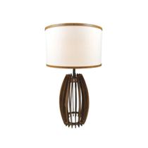 Abajur Madeira Tambor Sala Mesa Quarto Cabeceira De Cama