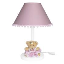 Abajur Madeira Ursa Princesa Rosê Quarto Bebê Infantil Menina Abajur Madeira Ursa Princesa Rosê Quarto Bebê Infantil Menina