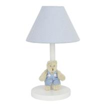 Abajur Madeira Urso Azul Quarto Bebê Infantil