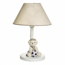 Abajur Madeira Urso Com Bola Bege Quarto Bebê Infantil Menino