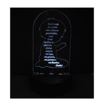 Abajur Menino Oração Santo Anjo do Senhor Luminária Led Acrílico Decoração