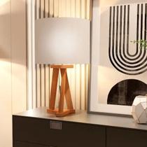 Abajur Mesa Retrô Juno Com Pés de Madeira Sal Movelaria Abajur Mesa Retrô Juno Com Pés de Madeira Sal Movelaria