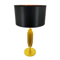 Abajur Metal Dourado Design Cilindros Cupula Preta - LUXdécor