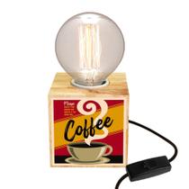 Abajur Mini Cubo Wood Coffee Base E-27 - Ellume Abajur Mini Cubo Wood Coffee Base E-27 - Ellume