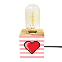 Abajur Mini Cubo Wood Heart - Ellume Design