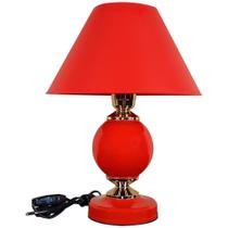 Abajur Moderno Decoração Quarto Sala Luminária Lamp Red Vermelho - Casa Mais