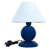 Abajur Moderno Decoração Quarto Sala Luminária Maetê Azul Indico Cúpula Branca
