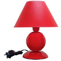 Abajur Moderno Decoração Quarto Sala Luminária Maetê Vermelho Cúpula Vermelha