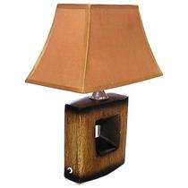 Abajur Oka 51cm Base Ceramica Marron E-27 Max 40w Cupula Tecido Marron