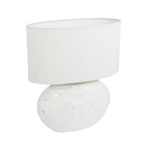 Abajur Oval Base em Cerâmica e Cupula todo Branco