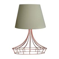 Abajur para Sala e Quarto Base Aramado Chapéu Cobre e cúpula de algodão Bege Abajur para Sala e Quarto Base Aramado Chapéu Cobre e cúpula de algodão Bege
