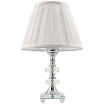 Abajur para Sala Mesa Quarto Decoração de Ambiente Cristal K9 com Cúpula Branca Plissada Ref. 183