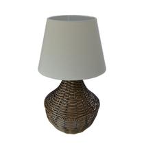 Abajur para Sala ou Quarto - Base em Junco Avelã e Cúpula de Algodão Bege