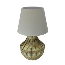 Abajur para Sala ou Quarto - Base em Junco Pinus e Cúpula de Algodão Bege