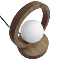 Abajur Portal Carvalho Smoked Globo 8cm Luminária Mesa 1xG9