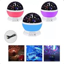 Abajur Projetor 360º Estrelas Lilás Cúpula Colorida