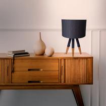 Abajur Ranna Preta Luxo Sala Bancada Mesa Cômoda Madeira