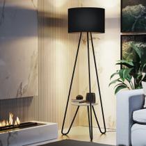 Abajur Real de Chão Prateleira para Sala Estilo Industrial Cupula Preto